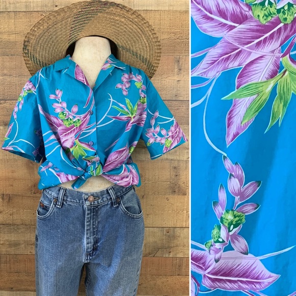 Vintage 1980’s Cotton Button Front Hawaiian Shirt